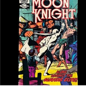 Moon Knight #18 comic book
"ALONE AGAINST THE SLAYERS ELITE!" 1982